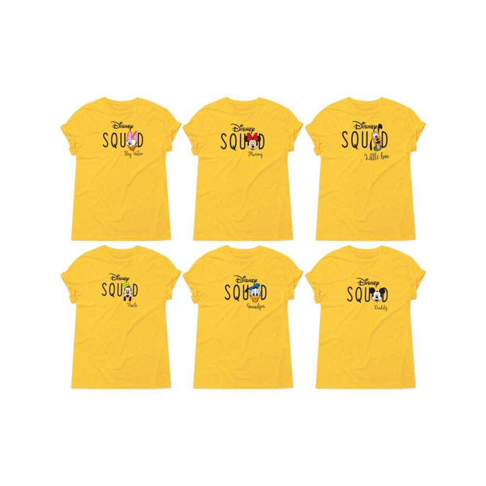 Kit Camiseta Viagem Squad Disney Personagens Com Nome Algodão