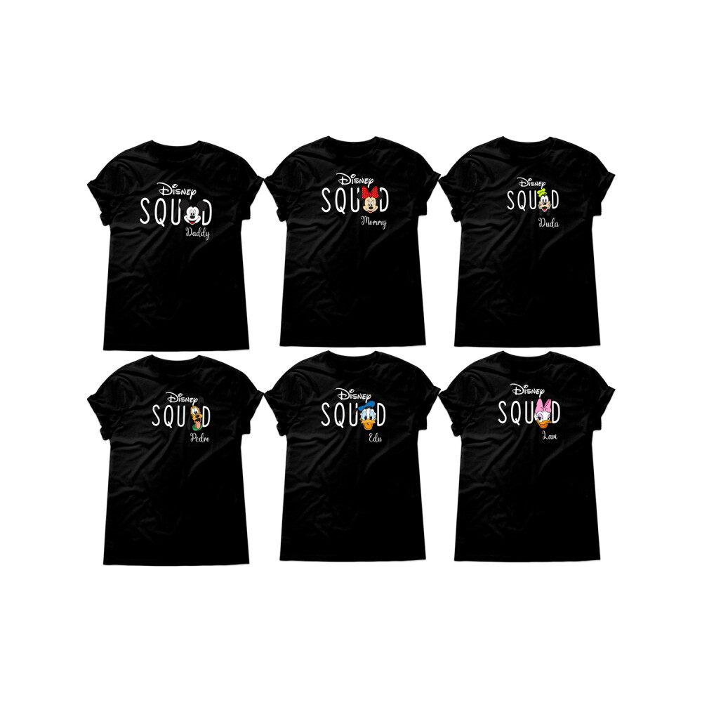 Kit Camiseta Viagem Squad Disney Personagens Com Nome Algodão