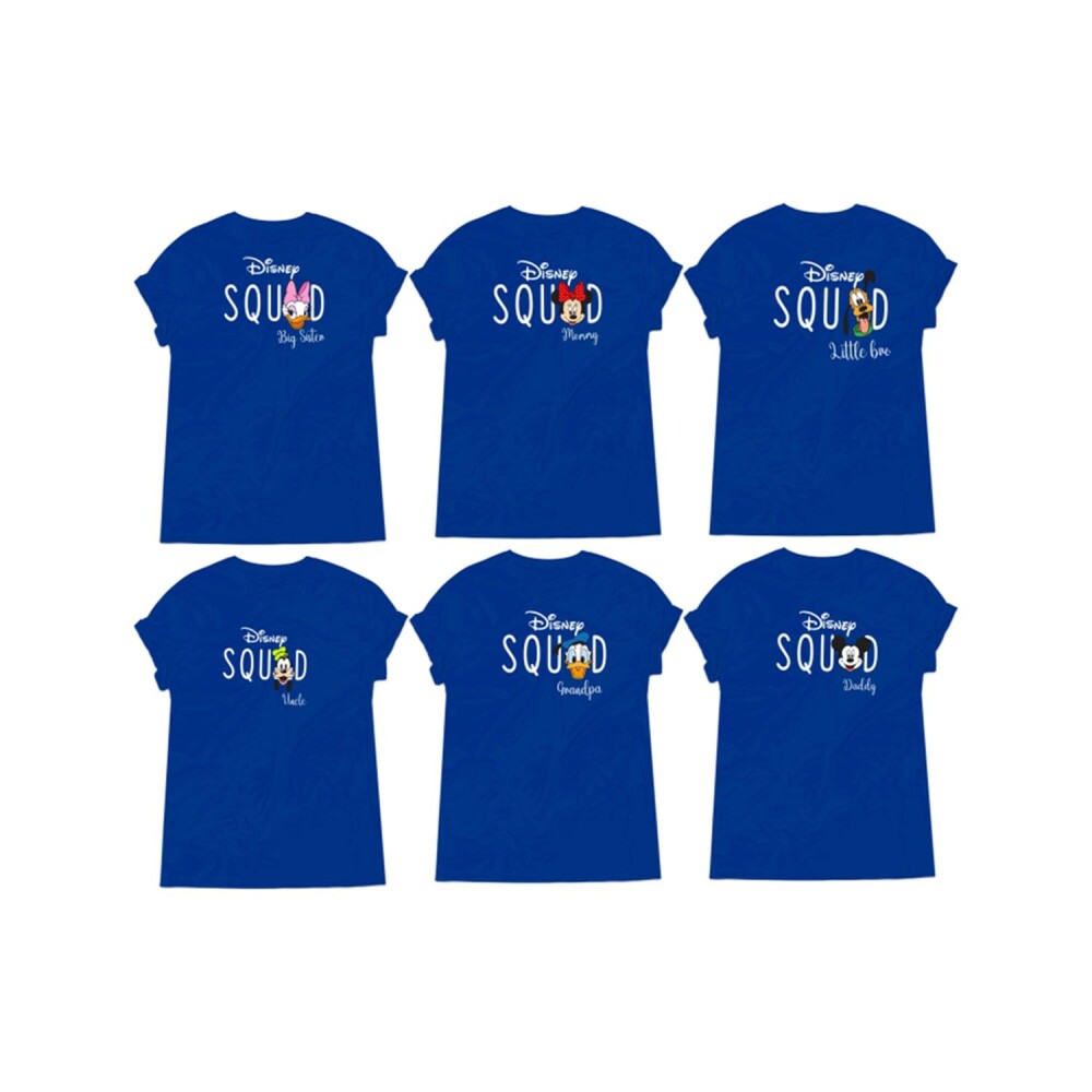 Kit Camiseta Viagem Squad Disney Personagens Com Nome Algodão