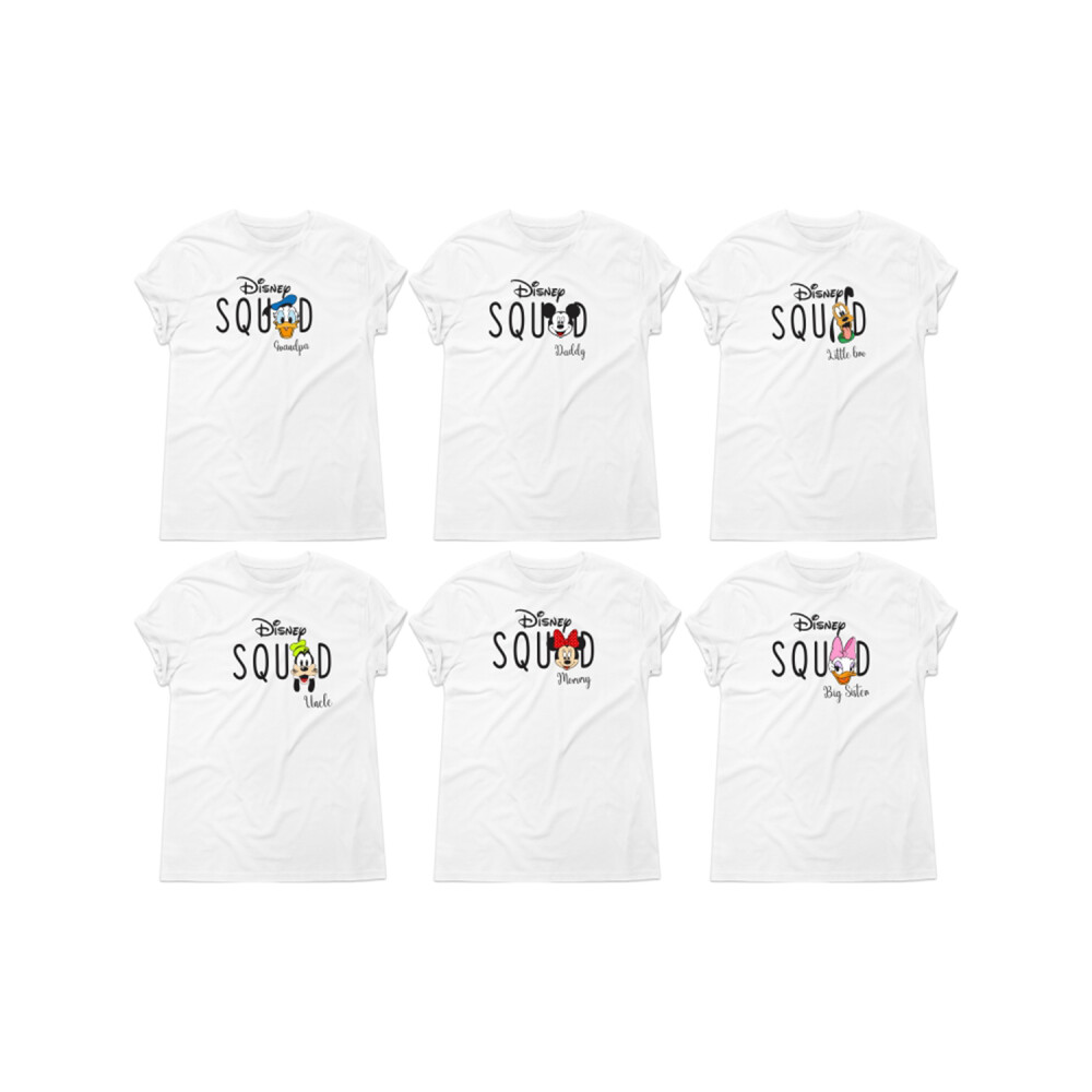 Kit Camiseta Viagem Squad Disney Personagens Com Nome Algodão