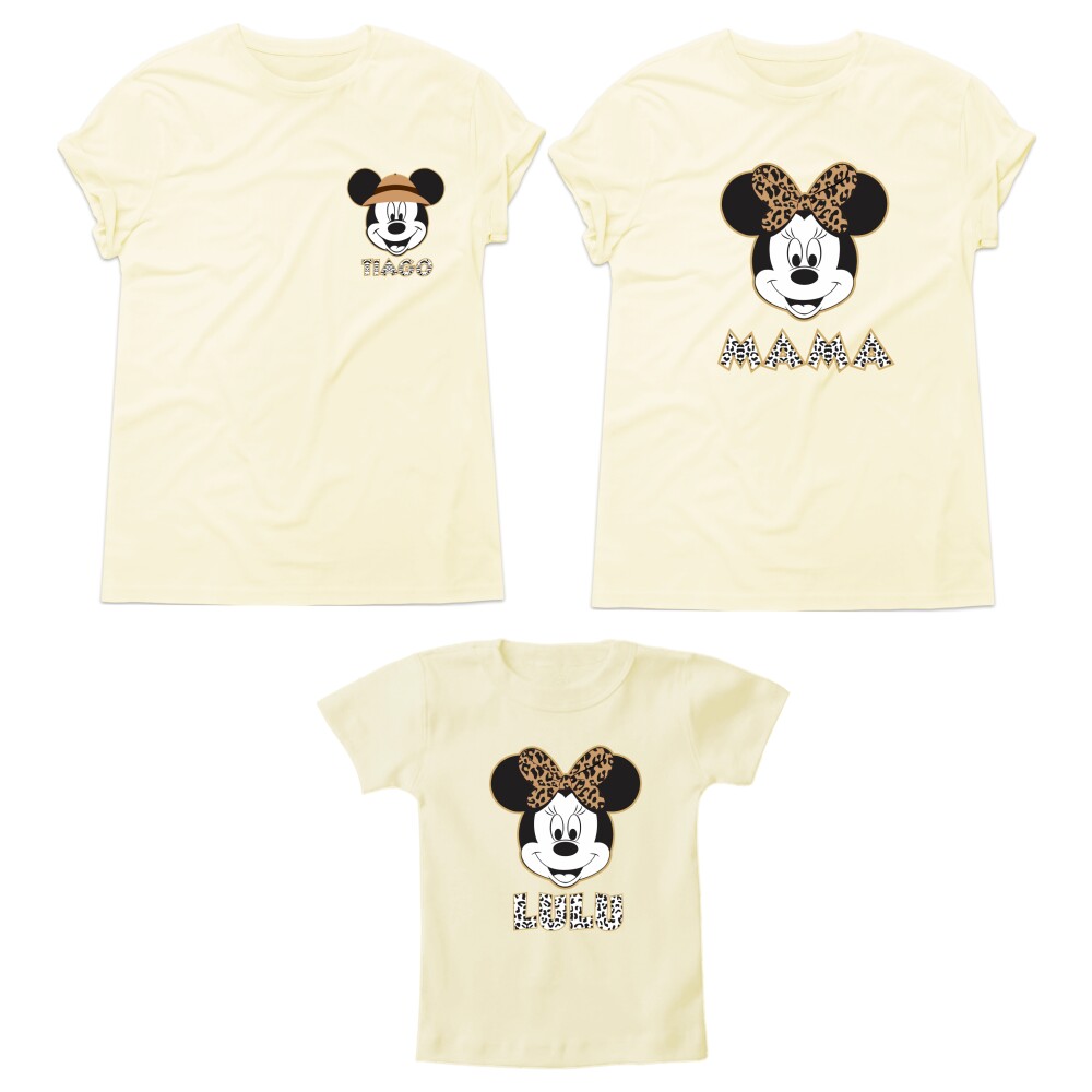 Kit Camiseta Disney Safari Animal Kingdom Mickey Minnie Algodão