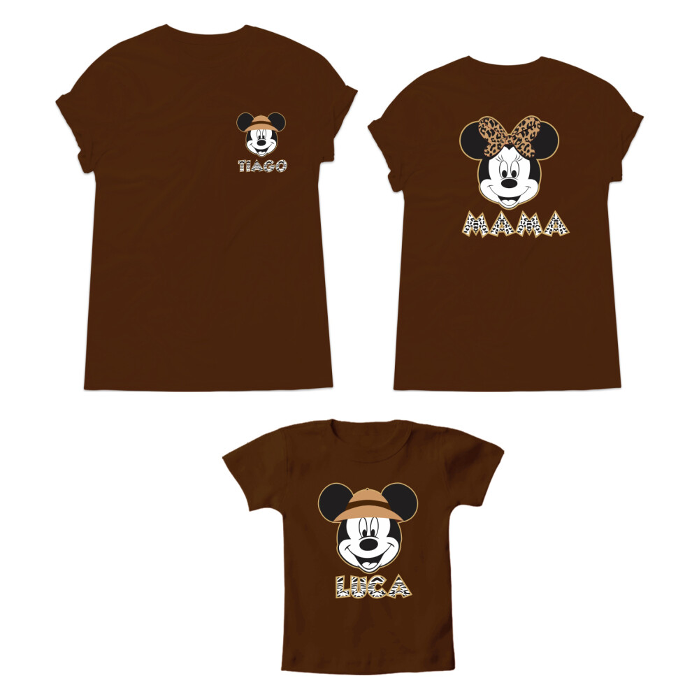 Kit Camiseta Disney Safari Animal Kingdom Mickey Minnie Algodão