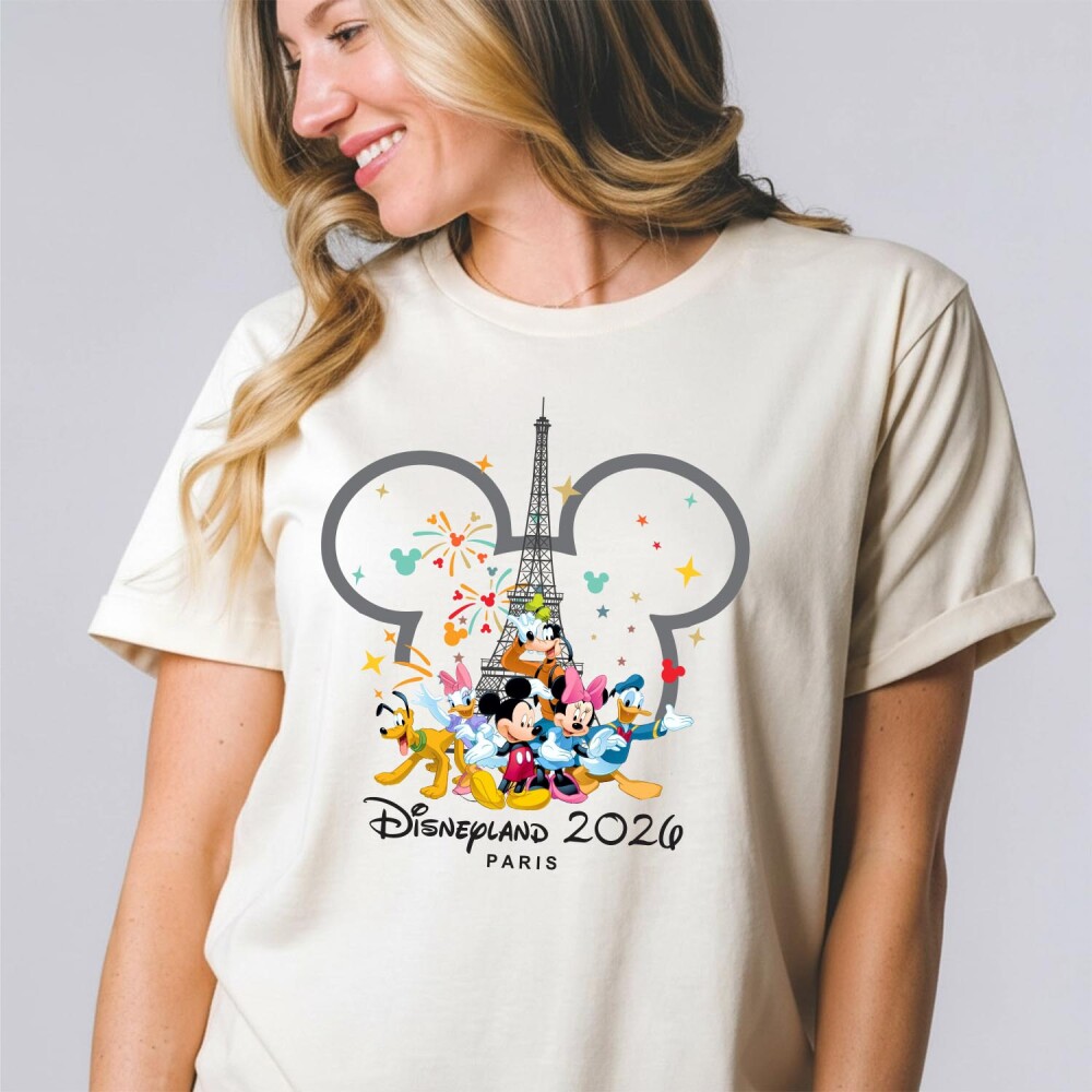 Kit Camiseta Disney Paris Torre Eiffel Mickey e Amigos Algodão
