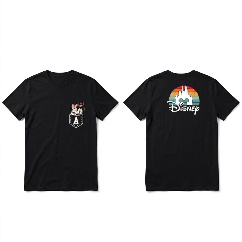 Kit Camiseta Disney Magic Kingdom Bolsinho Mickey Minnie Algodão