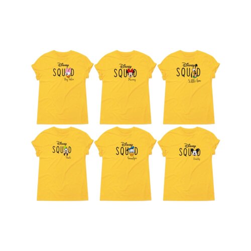 Kit Camiseta Viagem Squad Disney Personagens Com Nome Algodão