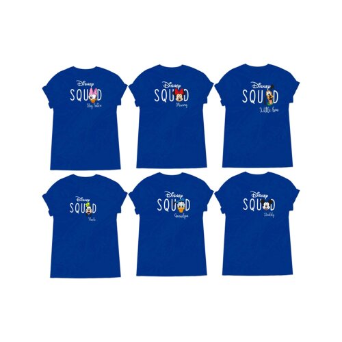 Kit Camiseta Viagem Squad Disney Personagens Com Nome Algodão