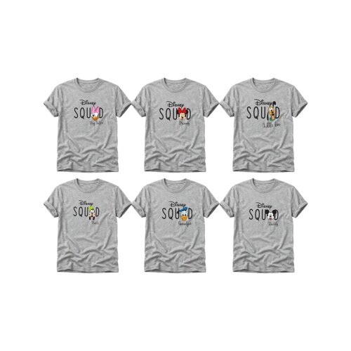 Kit Camiseta Viagem Squad Disney Personagens Com Nome Algodão