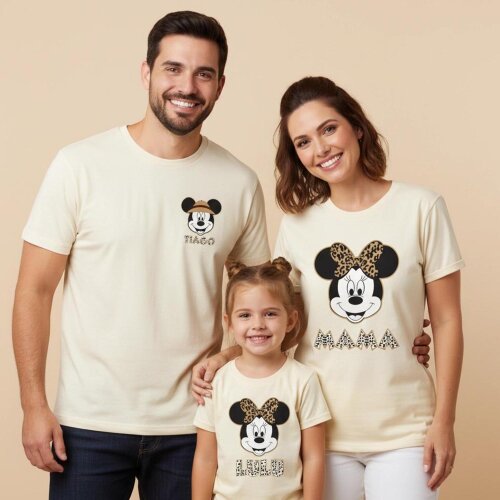 Kit Camiseta Disney Safari Animal Kingdom Mickey Minnie Viagem Algodão