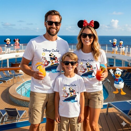 Kit Camiseta Disney Cruise Navio Cruzeiro Personagens Algodão