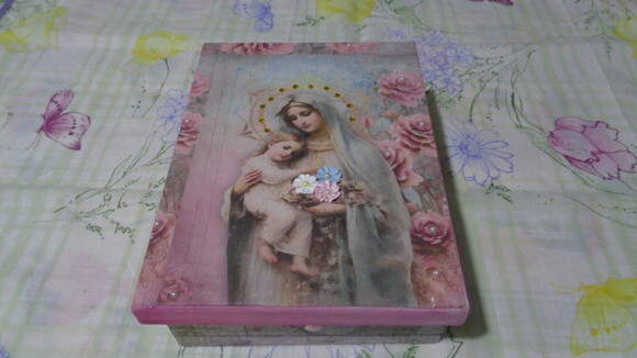 Caixa com Gravura da Virgem Maria-black Friday-39,00