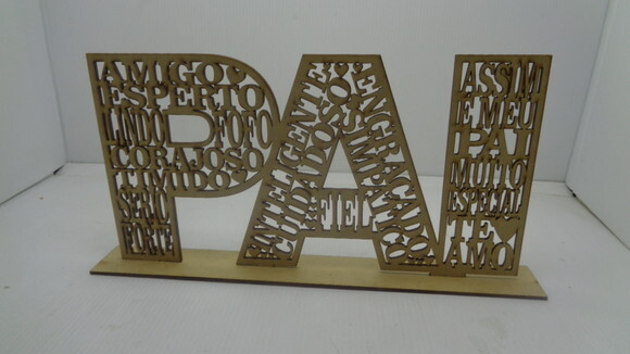 Palavra Pai com Dizeres e Base-mdf