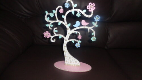 Arvore Flores e Pássaros Decorada