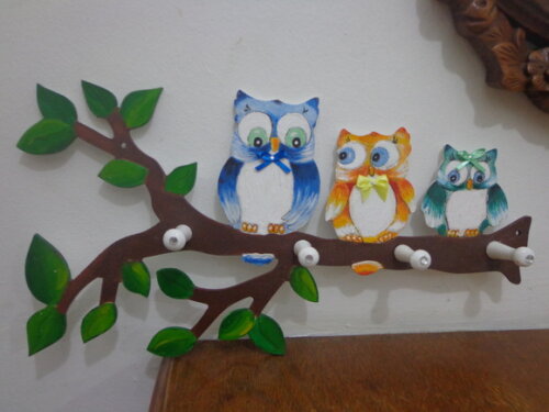 Cabideiro Corujas Pintado -