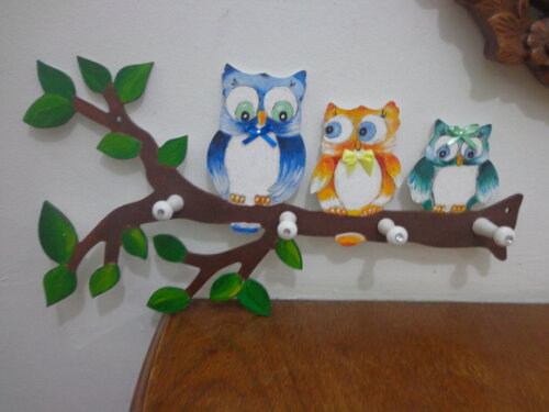 Cabideiro Corujas Pintado -