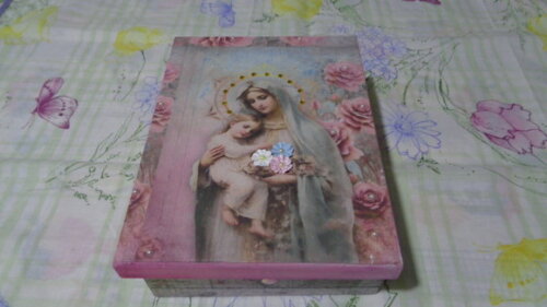 Caixa com Gravura da Virgem Maria-black Friday-39,00