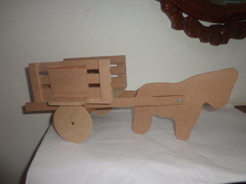 Carroça com Cavalo em Mdf-02