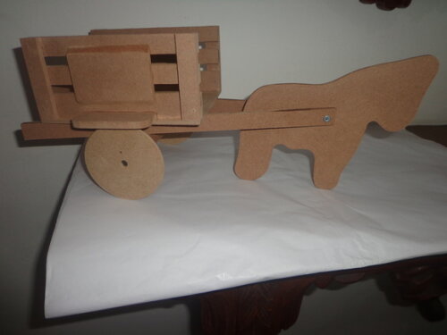 Carroça com Cavalo em Mdf-02