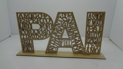Palavra Pai com Dizeres e Base-mdf