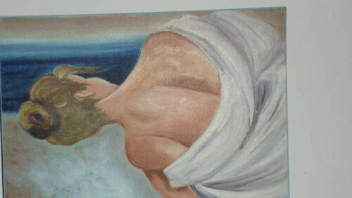 Pintura a Oleo Mulher no Banho