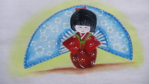 Pintura em Tecido Pano de Prato Japonesa