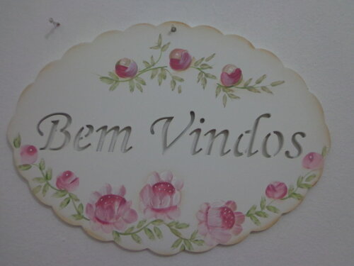 Placa Bem Vindos com Rosas-promoção