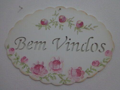 Placa Bem Vindos com Rosas-promoção
