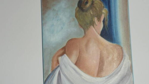 Pintura a Oleo Mulher no Banho