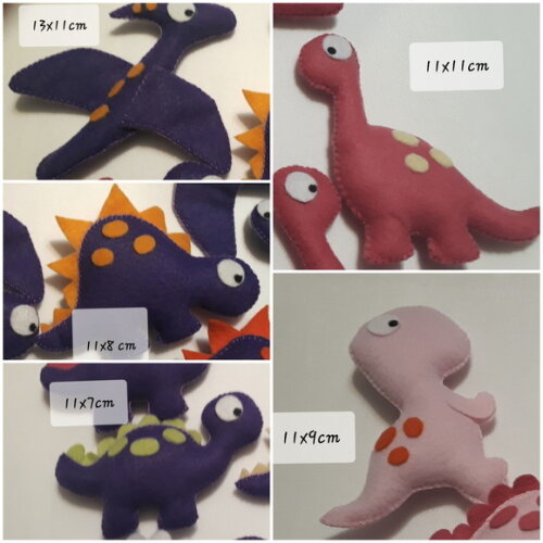 Dinossauro Colorido de Feltro no Palito