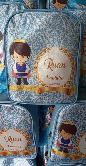 Mochila Personalizada Tema Princesa e Príncipe