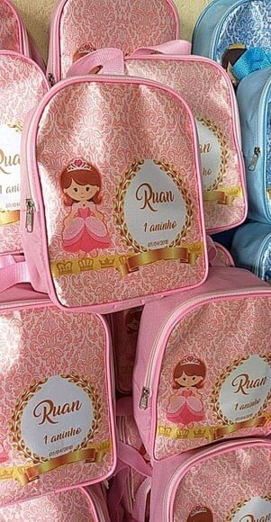Mochila Personalizada Tema Princesa e Príncipe