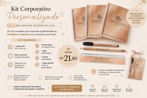 Kit de Caderno Corporativo Personalizado - Seu Logo