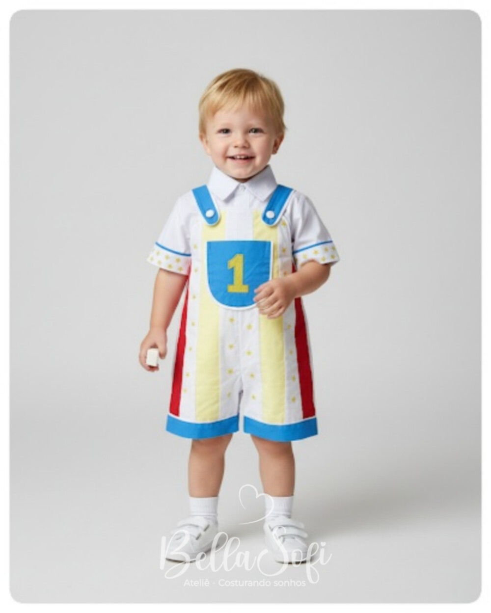 Conjunto Infantil Circo Vintage Vermelho - Macacão e Blusa 100%