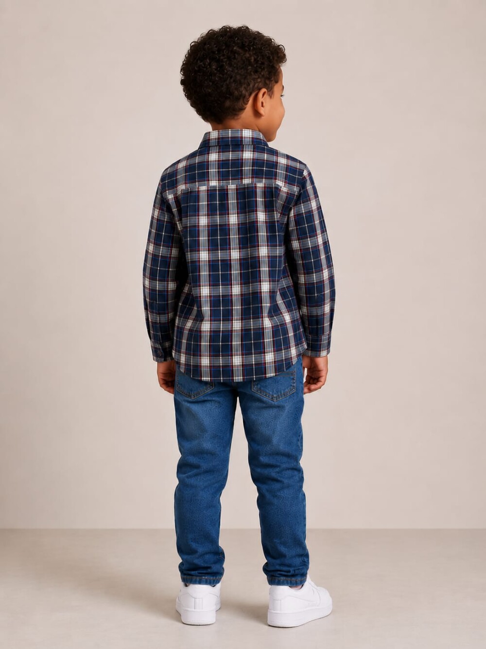 Camisa Tricoline Infantil Menino Xadrez Azul Confortável e Elega