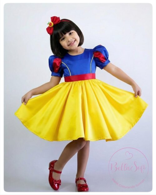 Vestido Festa Branca de Neve