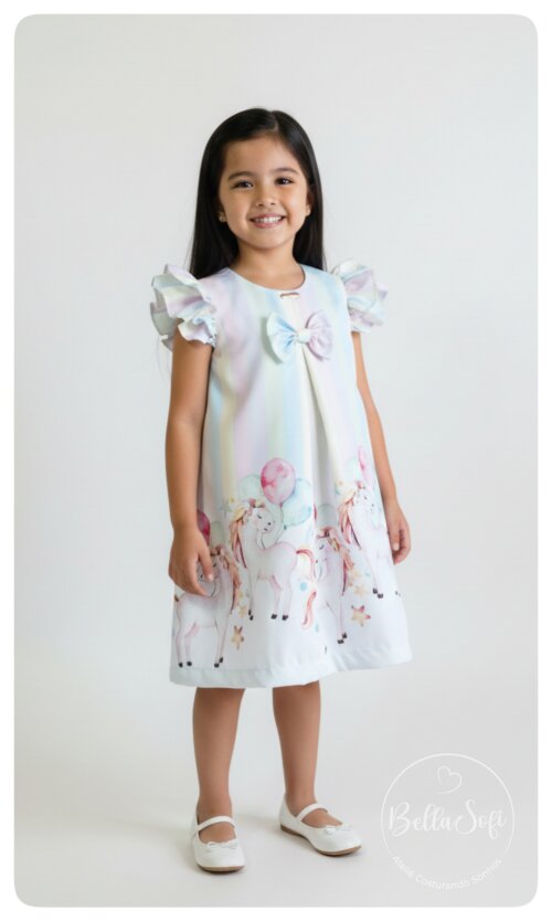 Vestido Trapézio Unicórnios Candy