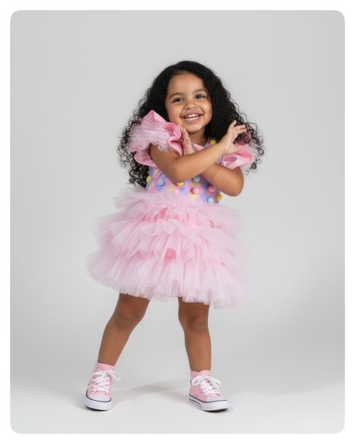 Bombacha/Romper Infantil 2 em 1 - Palhacinha - Circo com Saia Tutu