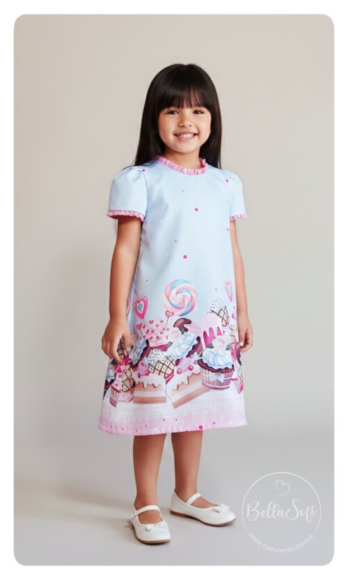 Vestido Trapézio Confeitaria Mundo Doce