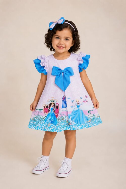 Vestido Trapézio Infantil Cinderela