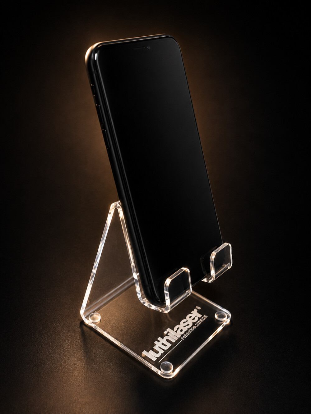 Suporte de mesa para celular em acrílico com personalização a 