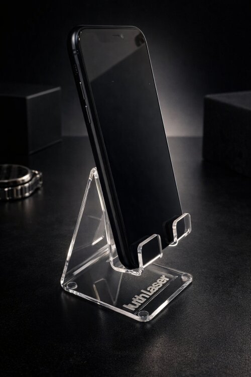 Suporte de mesa para celular em acrílico com personalização a 