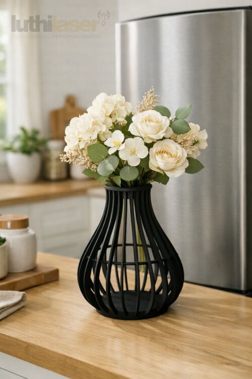 Vaso decorativo em MDF 21x25,5cm - Estilo Minimalista Moderno