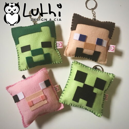 Chaveiro em feltro - Minecraft