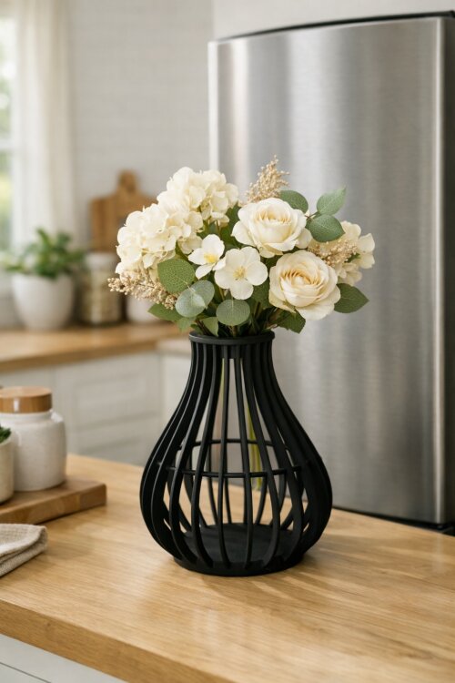 Vaso decorativo em MDF 21x25,5cm - Estilo Minimalista Moderno