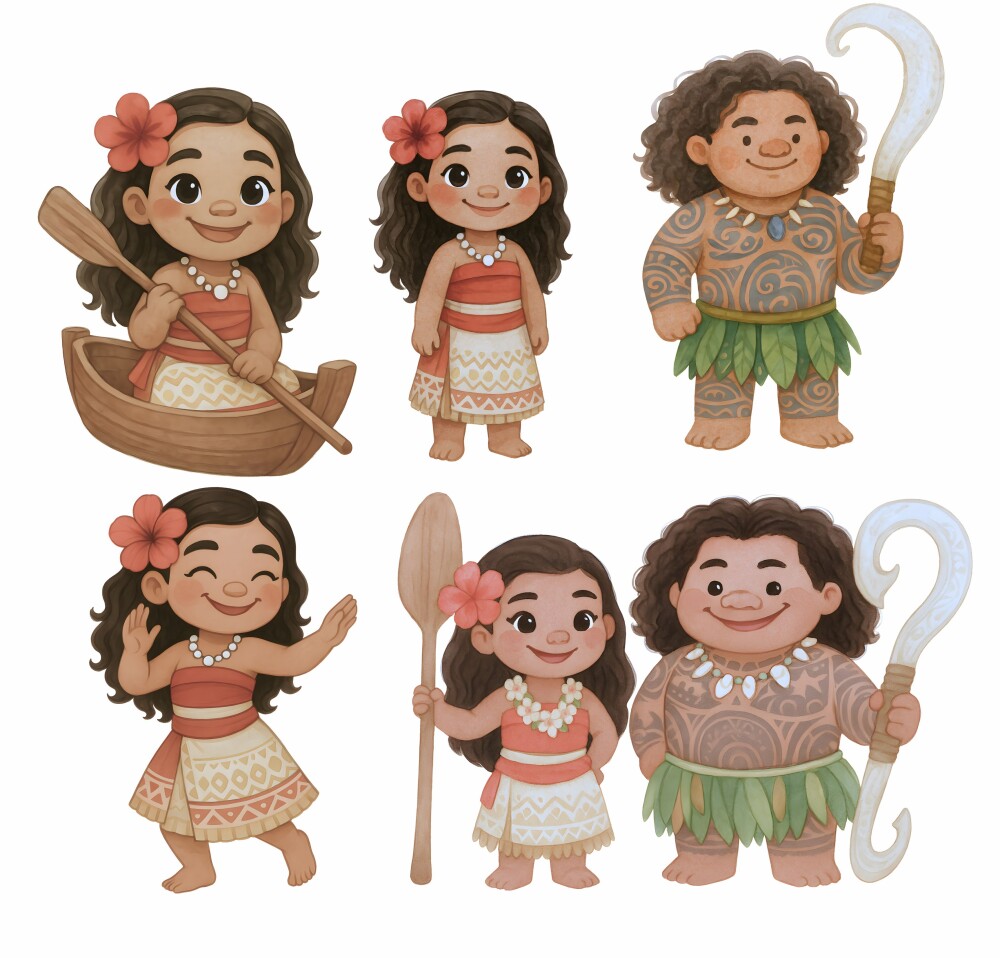 Kit Digital Moana Cute Aquarela