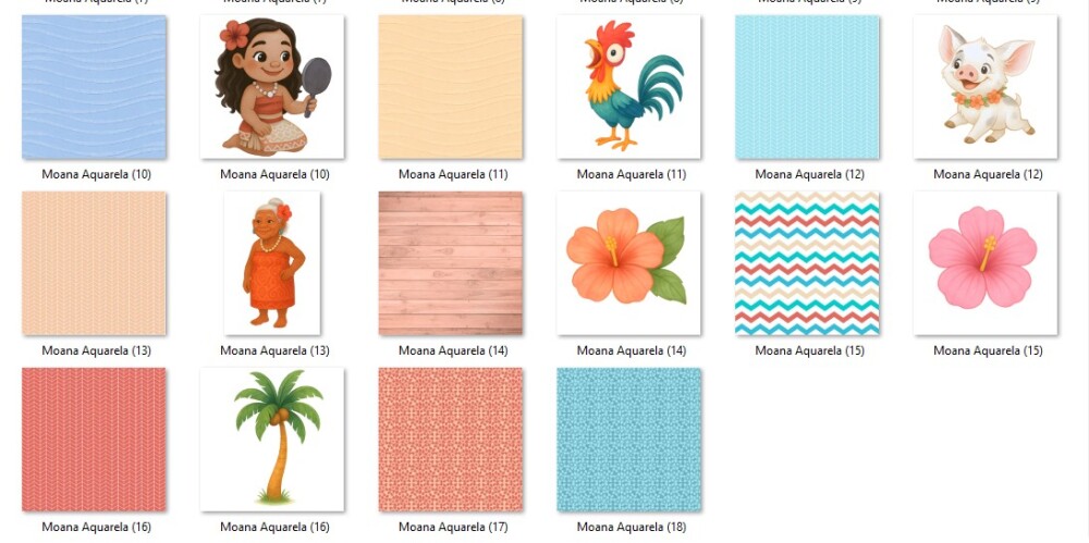 Kit Digital Moana Cute Aquarela