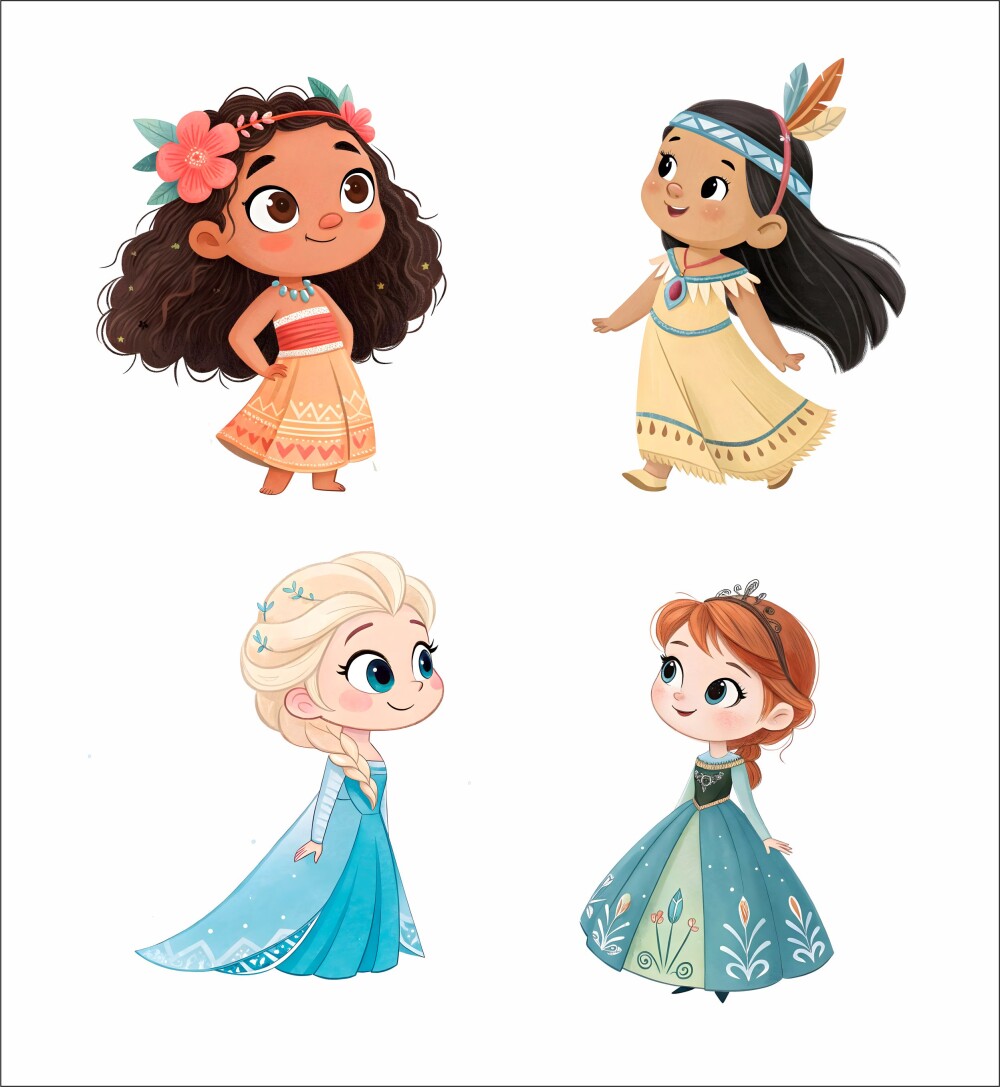 Kit Digital Princesas Cute Aquarela