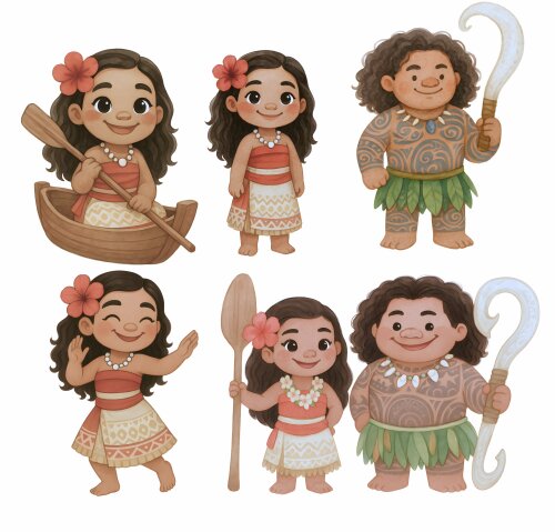 Kit Digital Moana Cute Aquarela