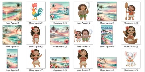 Kit Digital Moana Cute Aquarela