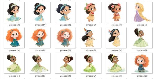 Kit Digital Princesas Cute Aquarela