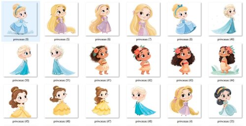 Kit Digital Princesas Cute Aquarela